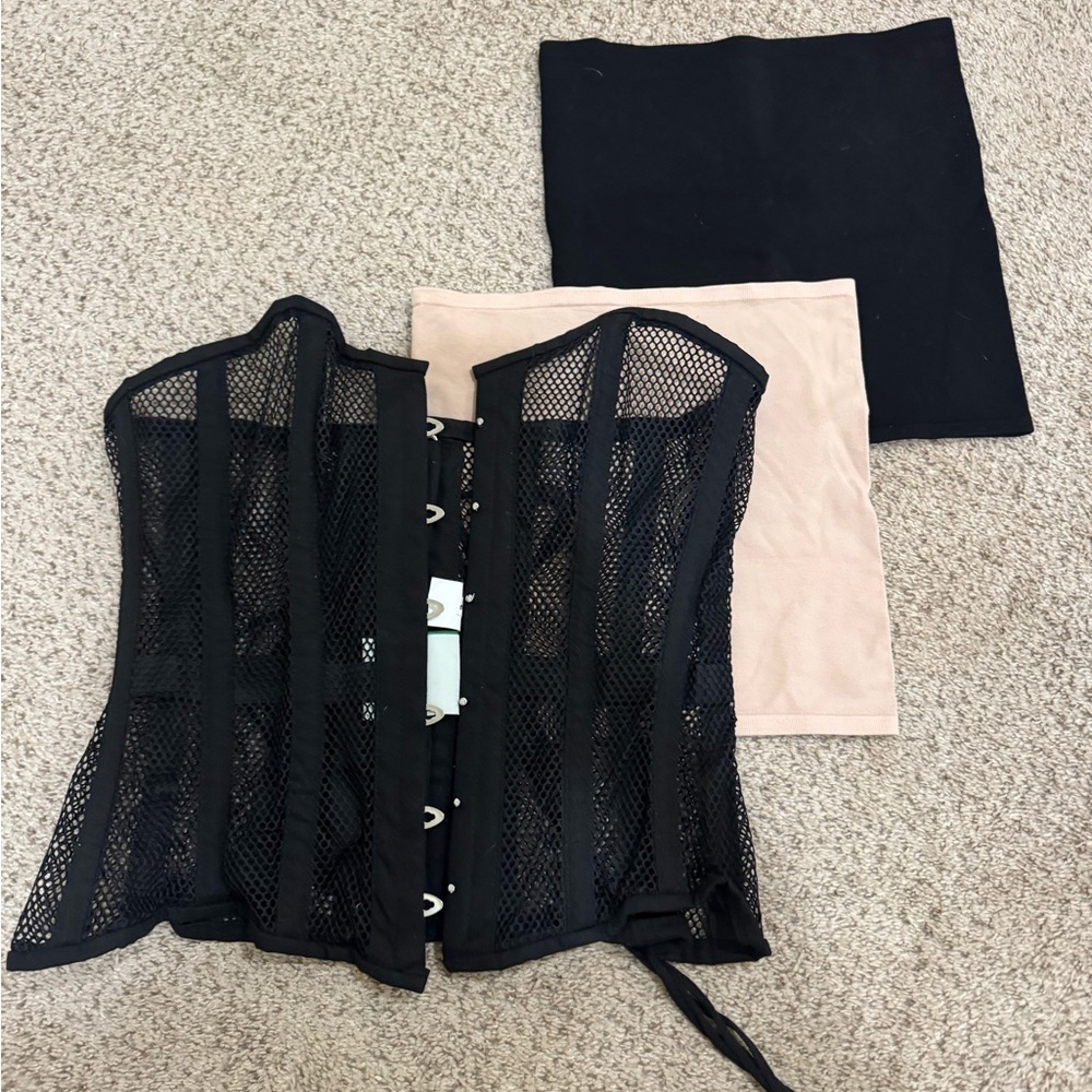 Black Mesh over bust Corset with modesty linings